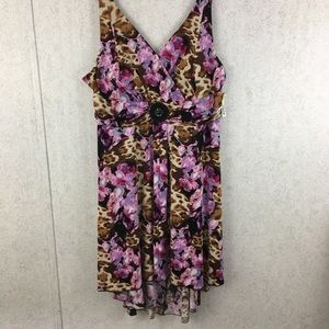 Plus Size Floral Print High Low Dress